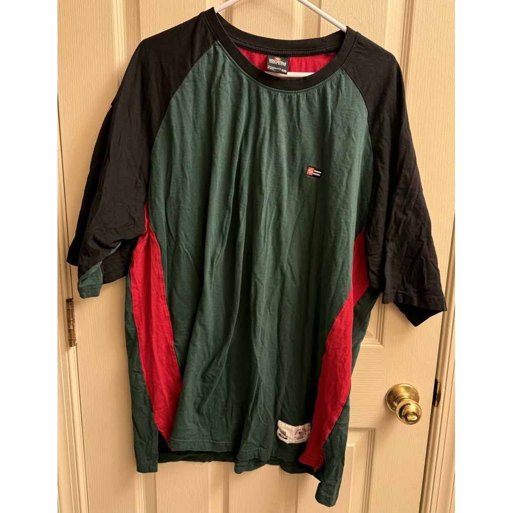 Vtg South Pole Mens 4XB Shirt Colorblock USA Green Red Black Short‎ Sleeve 90s